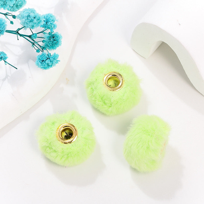 Wholesale 100pcs/pack 20mm Copper Small Fragrance Style Straight Hole Imitation Rabbit Hair Ball Spacer Beads DIY